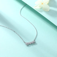 S925 Silver Bow Pendant Necklace