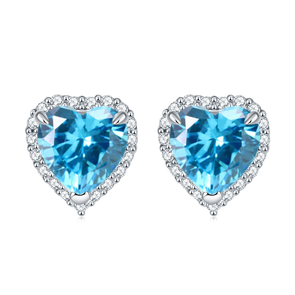 Gemstone Heart S925 Silver Stud Earrings