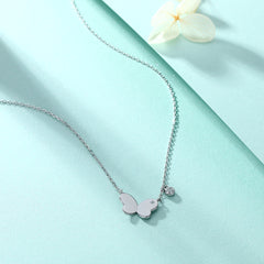 S925 Silver 3D Bow Butterfly Necklace