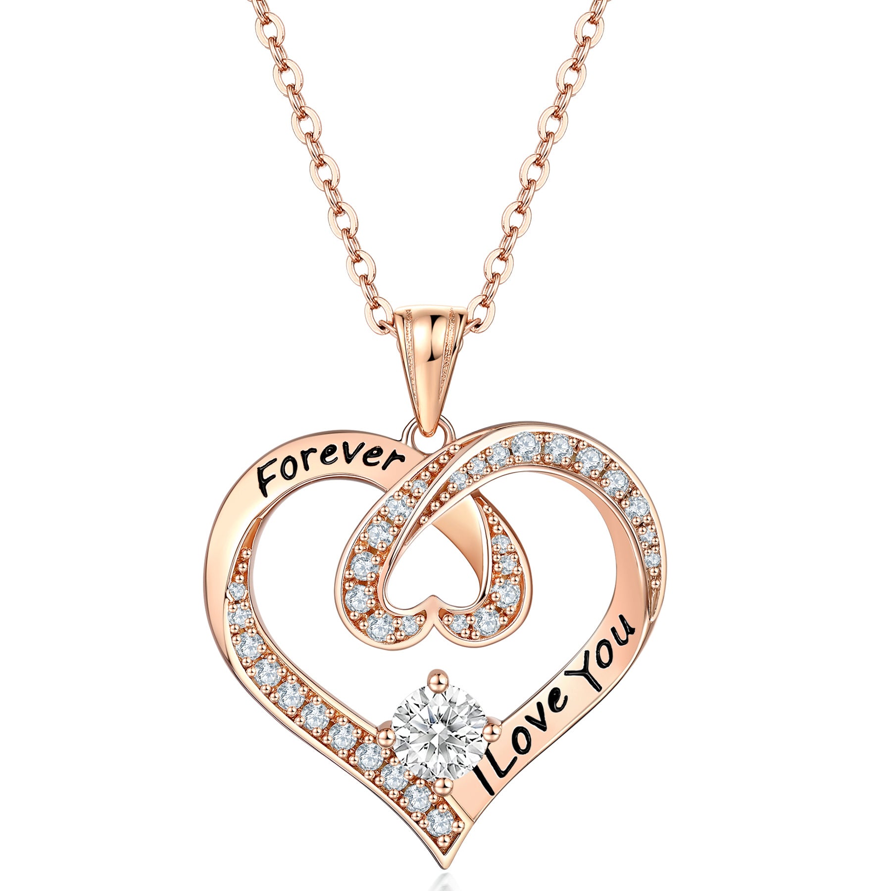 S925 Silver Letter Sapphire Heart Necklace