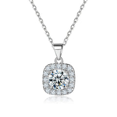 S925 Silver Square Zircon Pendant Necklace