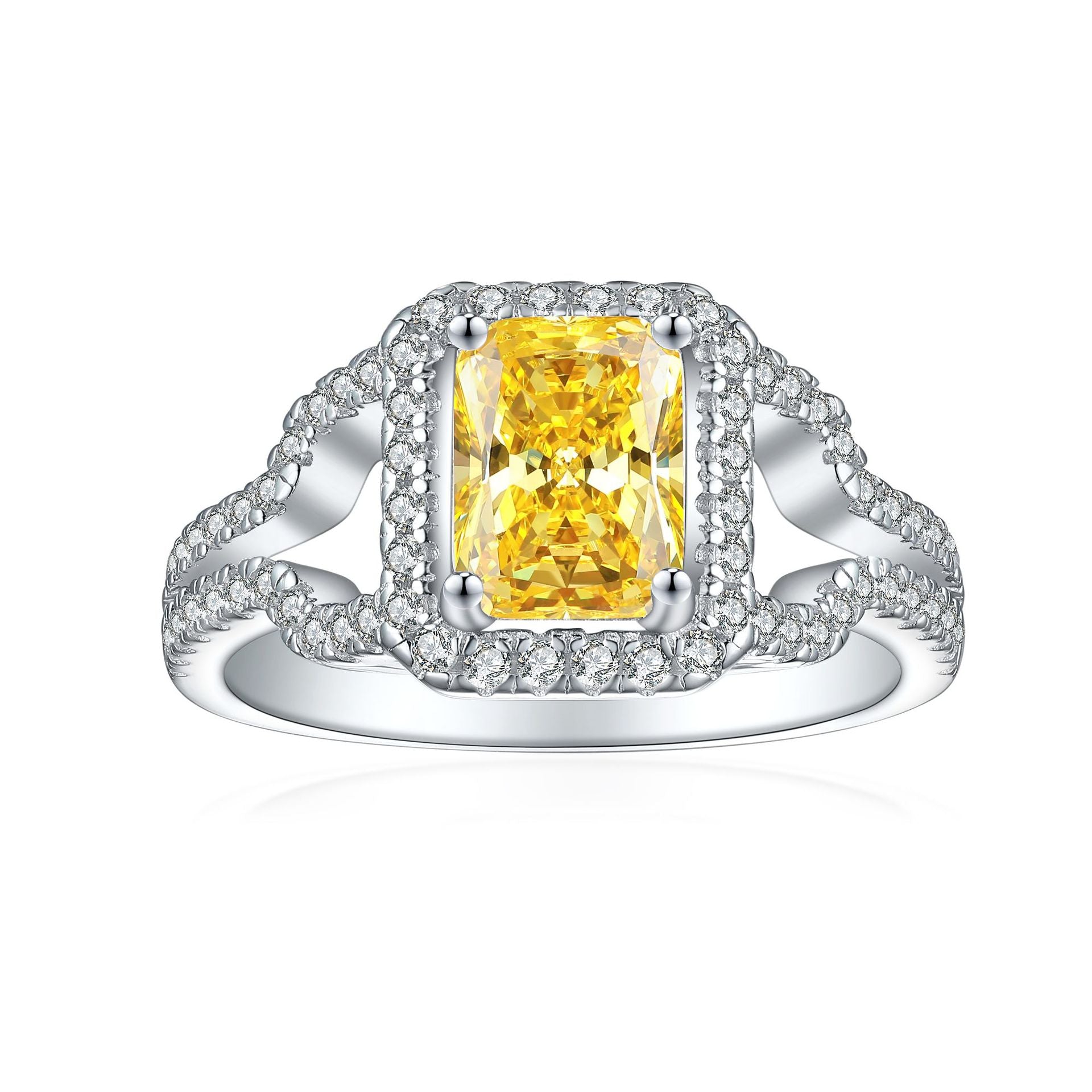 925 Silver 1.5ct Flame Ice Square Ring