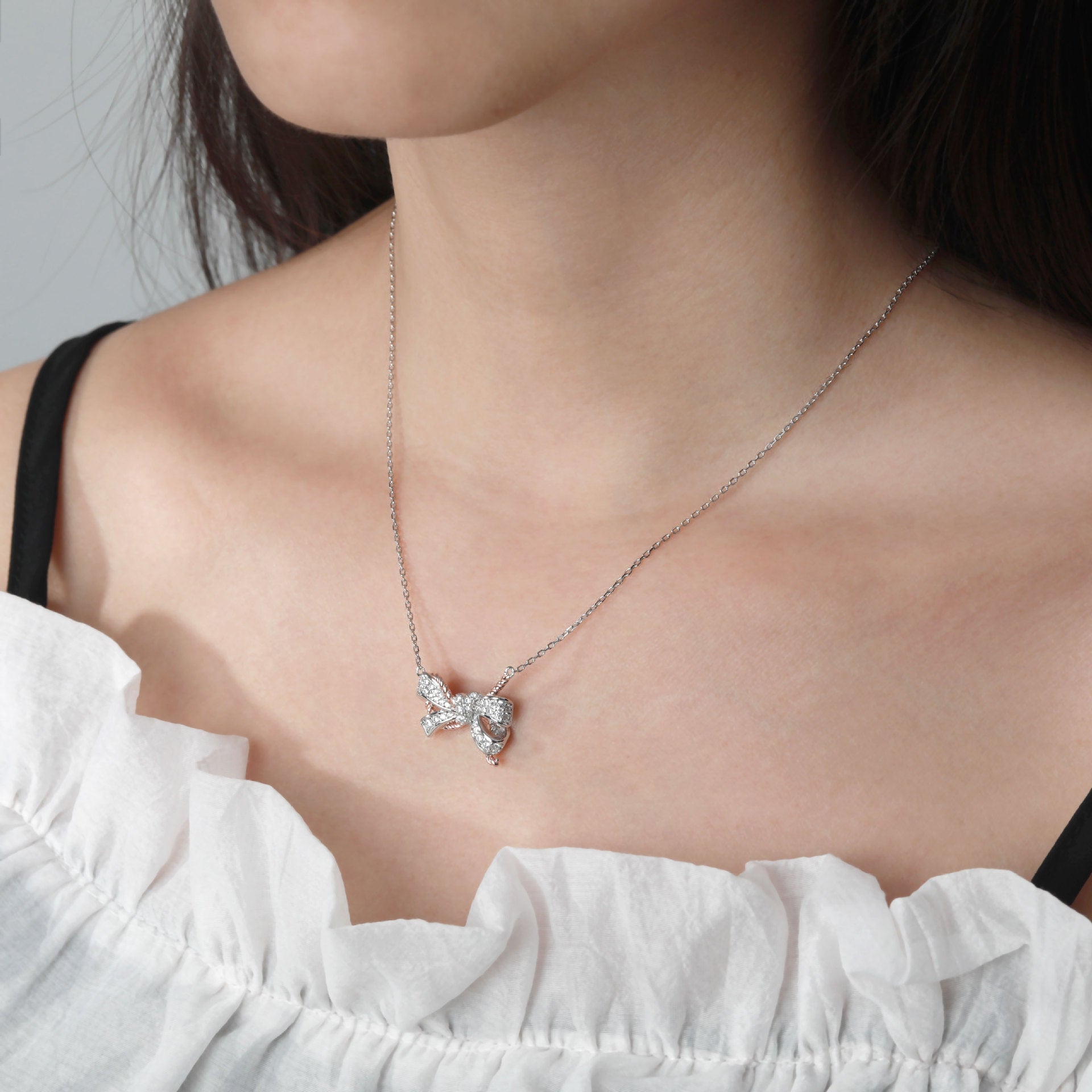 S925 Silver Gold-Plated Bow Necklace