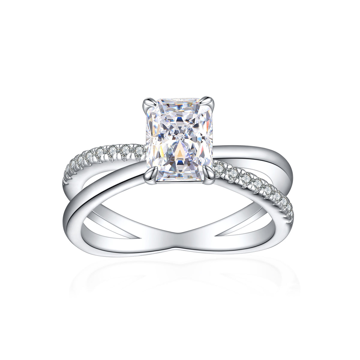 925 Silver Flame Ice Square Gem Ring