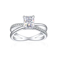 925 Silver Flame Ice Square Gem Ring