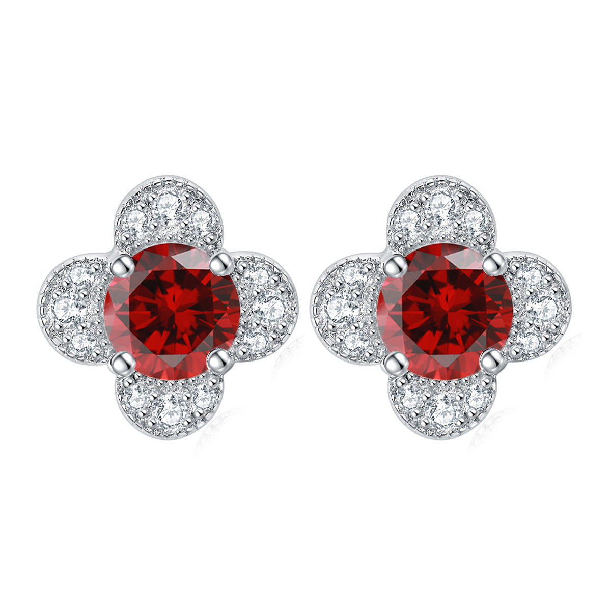 925 Silver Clover Floral Earrings