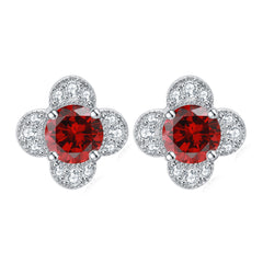 925 Silver Clover Floral Earrings
