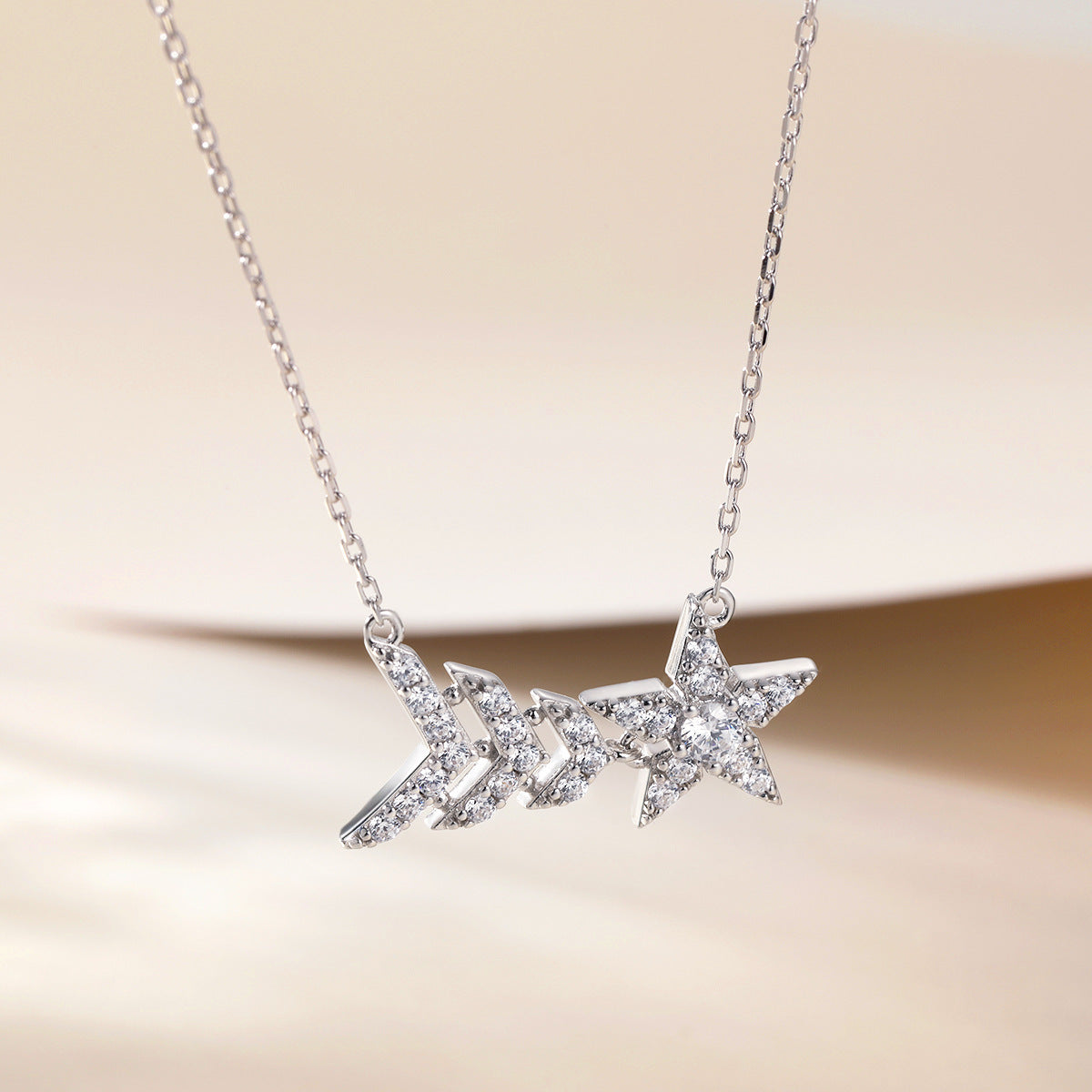 925 Silver Open Ring Tassel Earrings Star Necklace Set