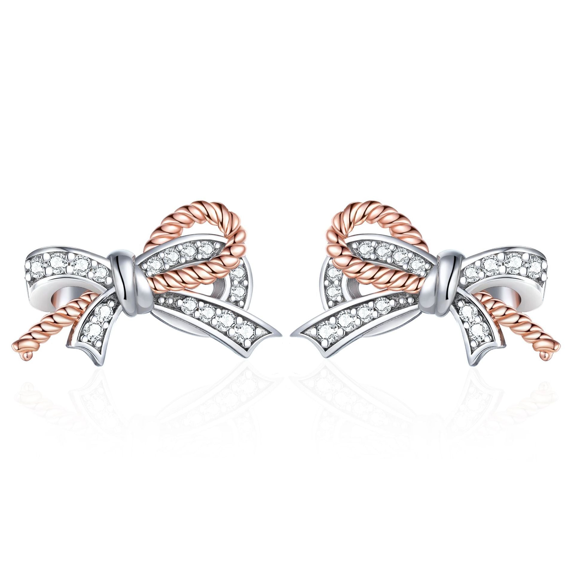 925 Silver Earrings Ring Twist Necklace Bow Bracelet