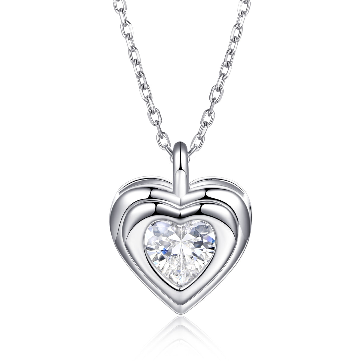 S925 Silver Heart Drop Necklace