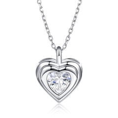 S925 Silver Heart Drop Necklace