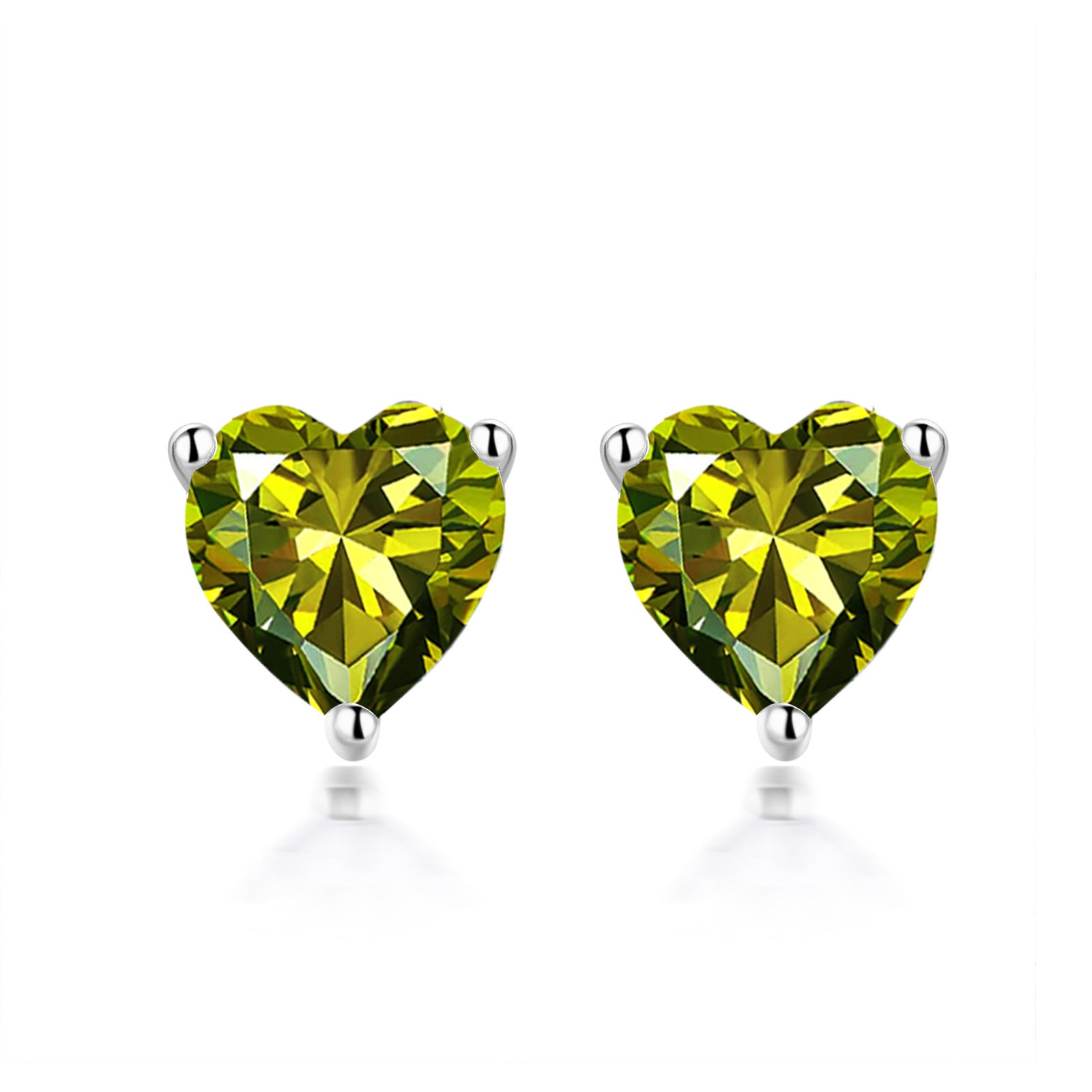 S925 Zodiac Heart Earrings - Birthstone CZ Studs