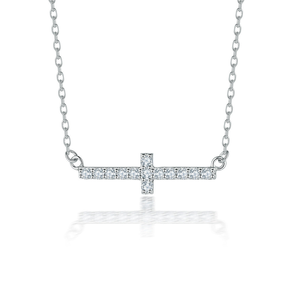 S925 Silver Cross Zircon Necklace