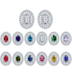 925 Silver Oval Halo Studs