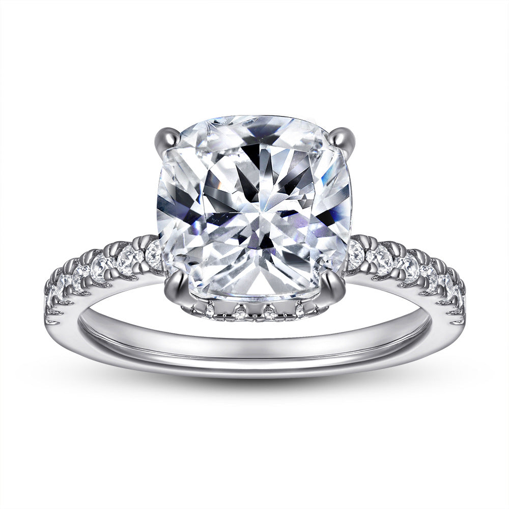 S925 3.5ct CZ Cushion Ring - Micro-Pavé