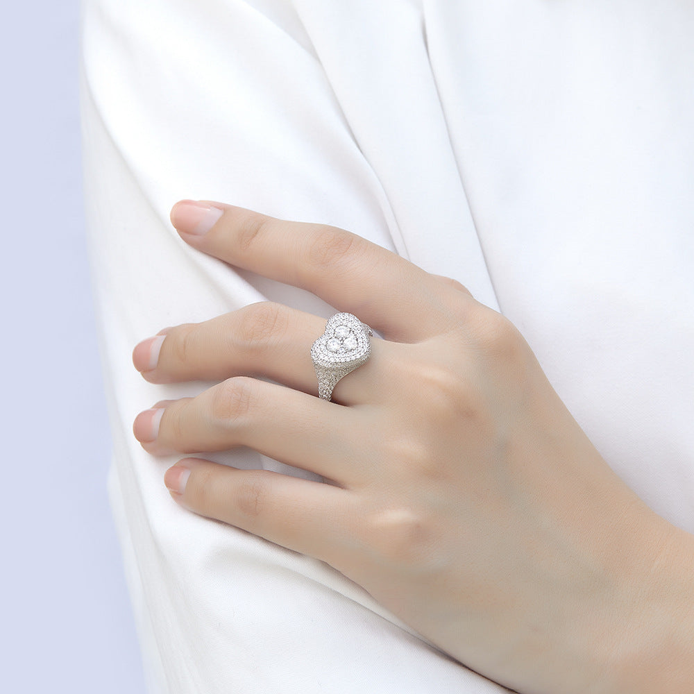 925 Silver Micro-Pavé Heart Ring