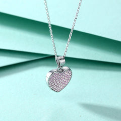 S925 Silver Pink Zircon Heart Necklace
