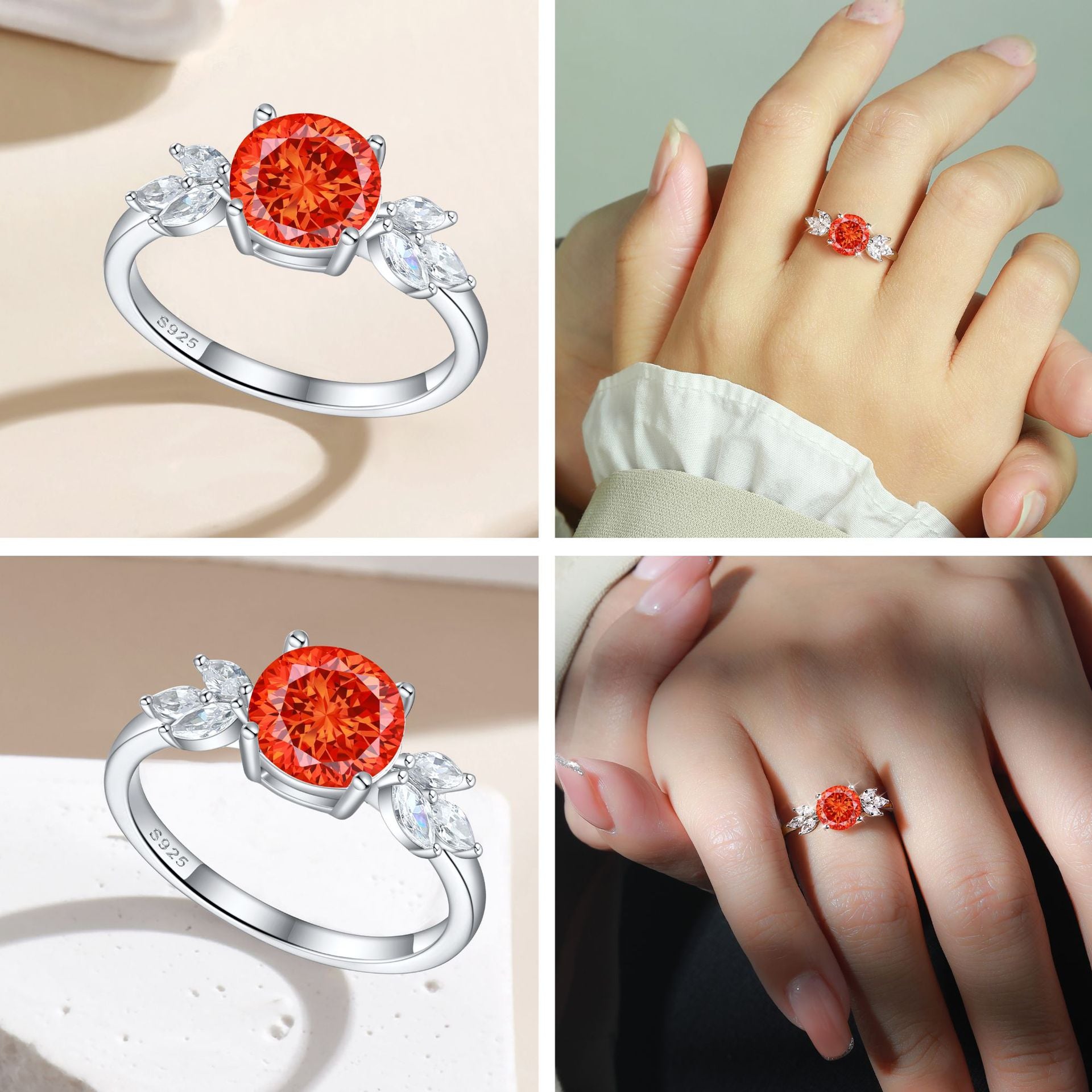 925 Silver 2ct Flame Ice Engagement Ring