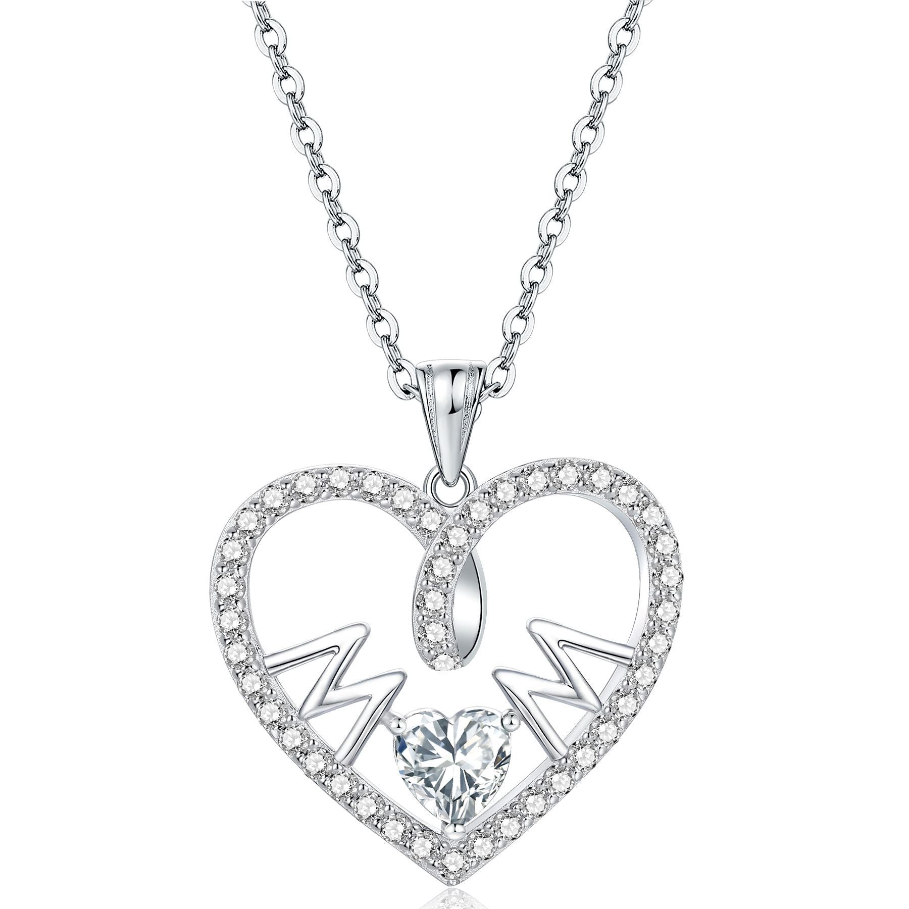 S925 Silver 5A Zircon Heart Necklace