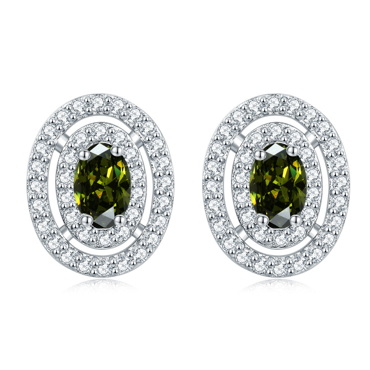 925 Silver Oval Halo Studs