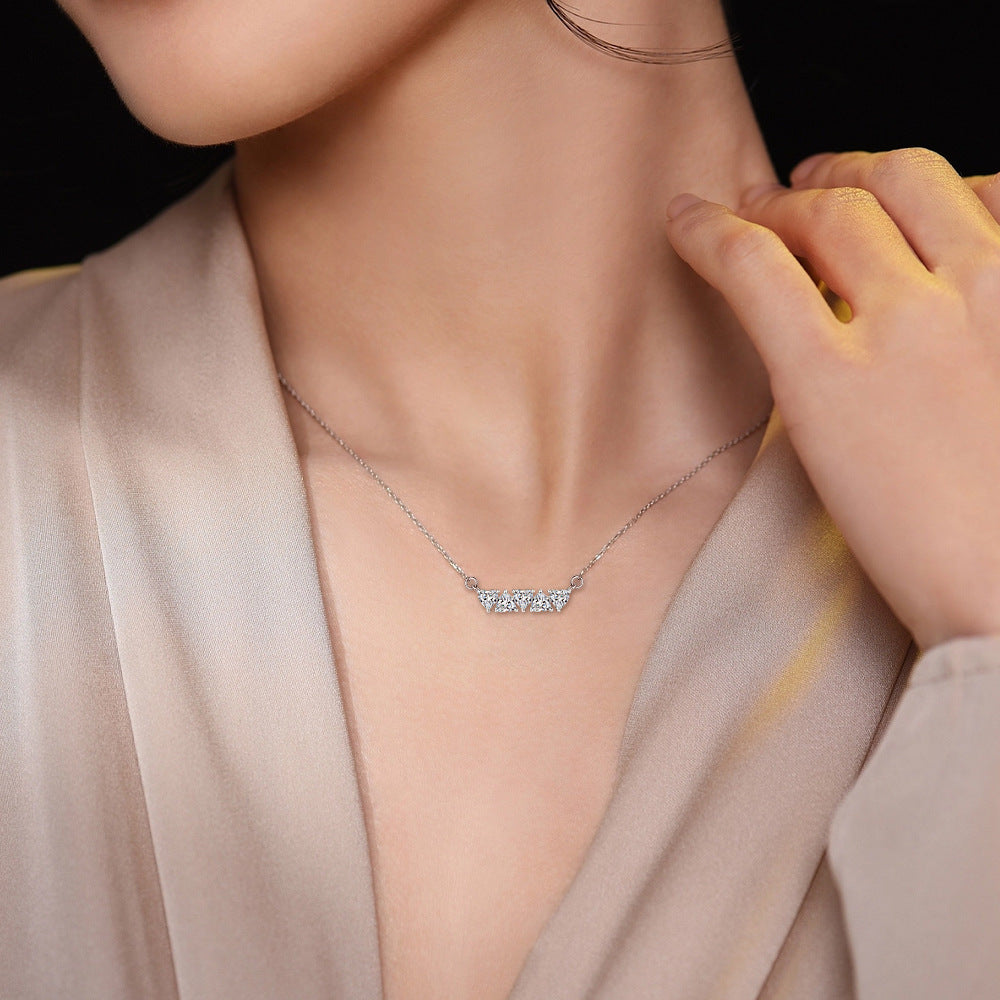 S925 Silver Heart Zircon Choker Necklace