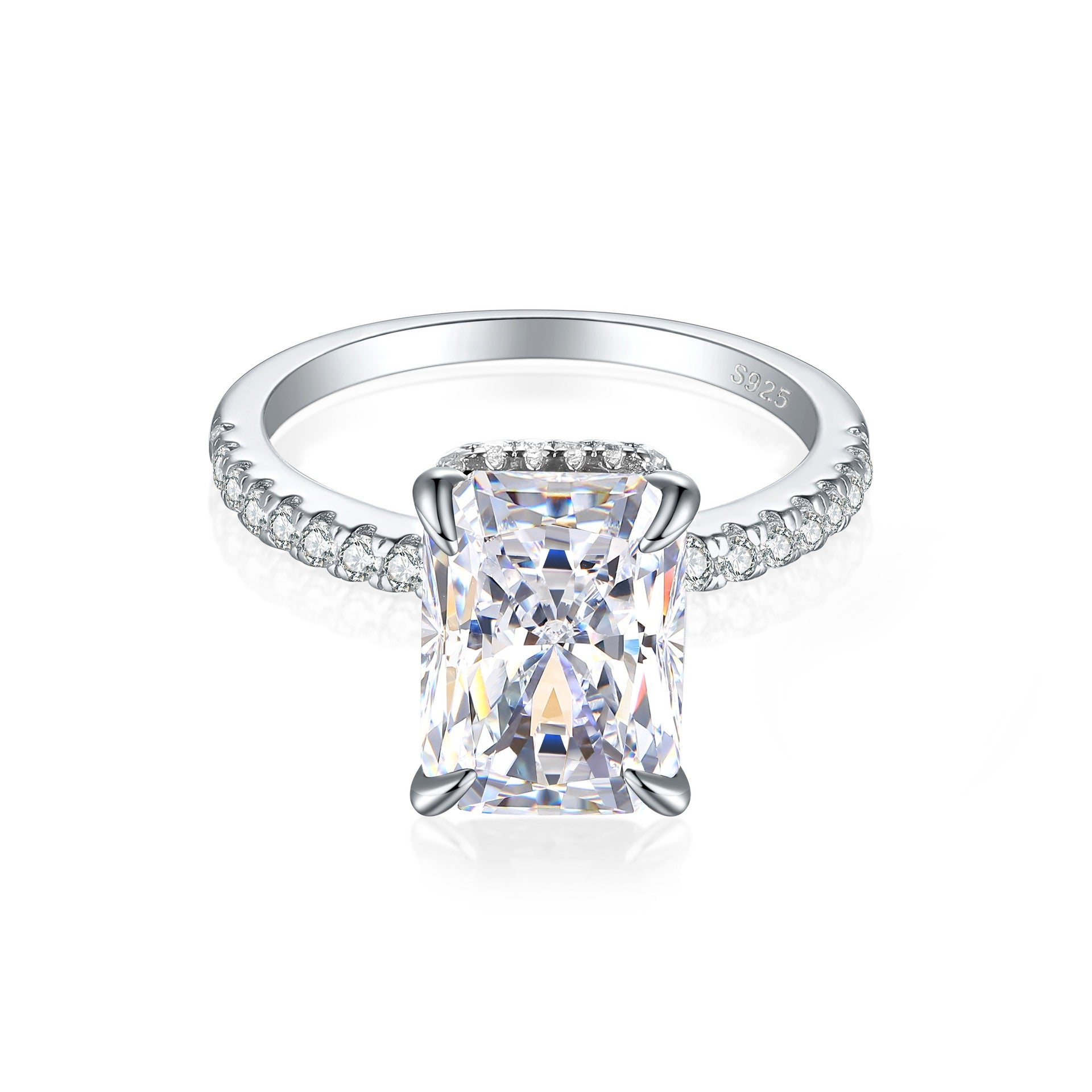S925 Silver 4ct Gemstone Ring - Icy Cut 8x11mm