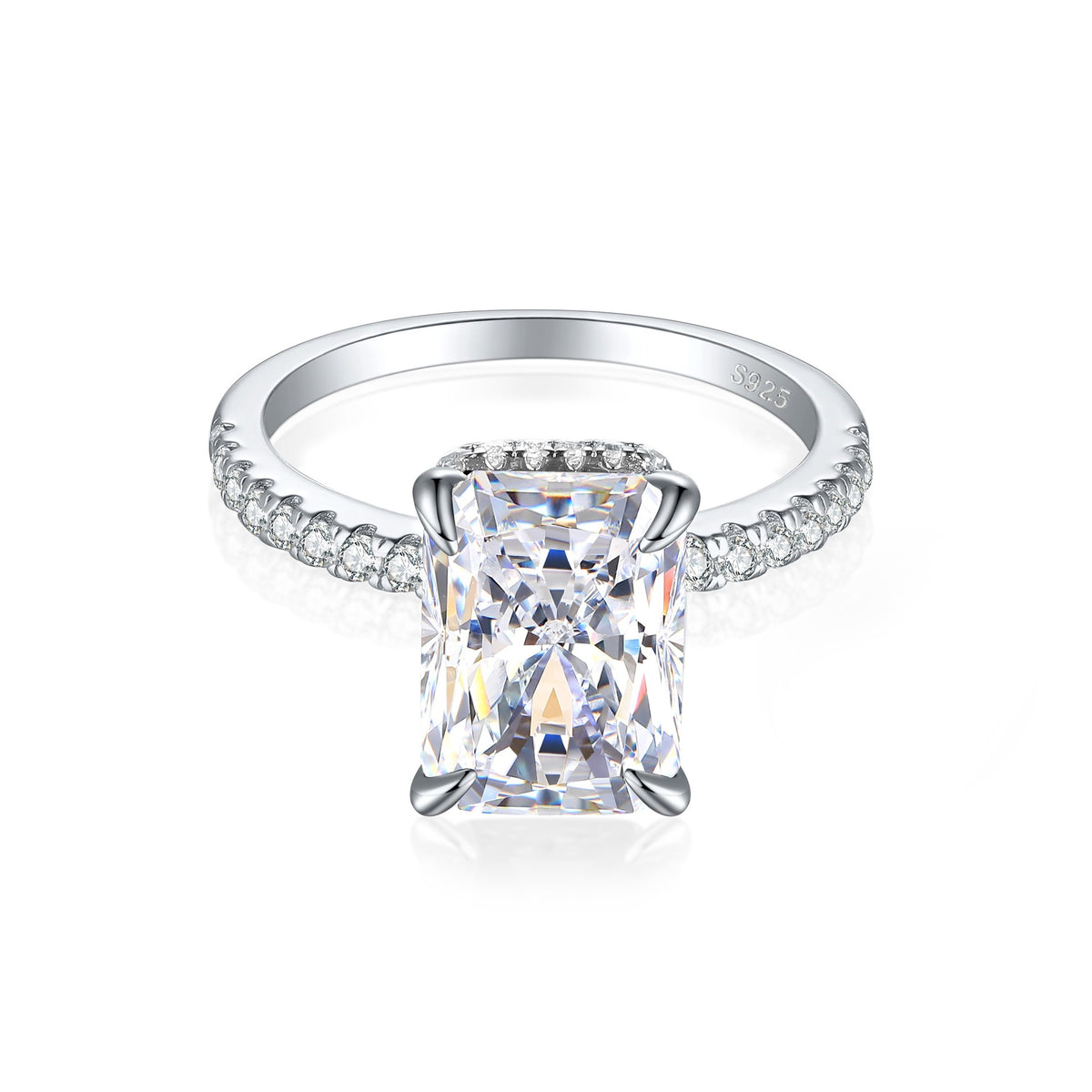 S925 Silver 4ct Gemstone Ring - Icy Cut 8x11mm