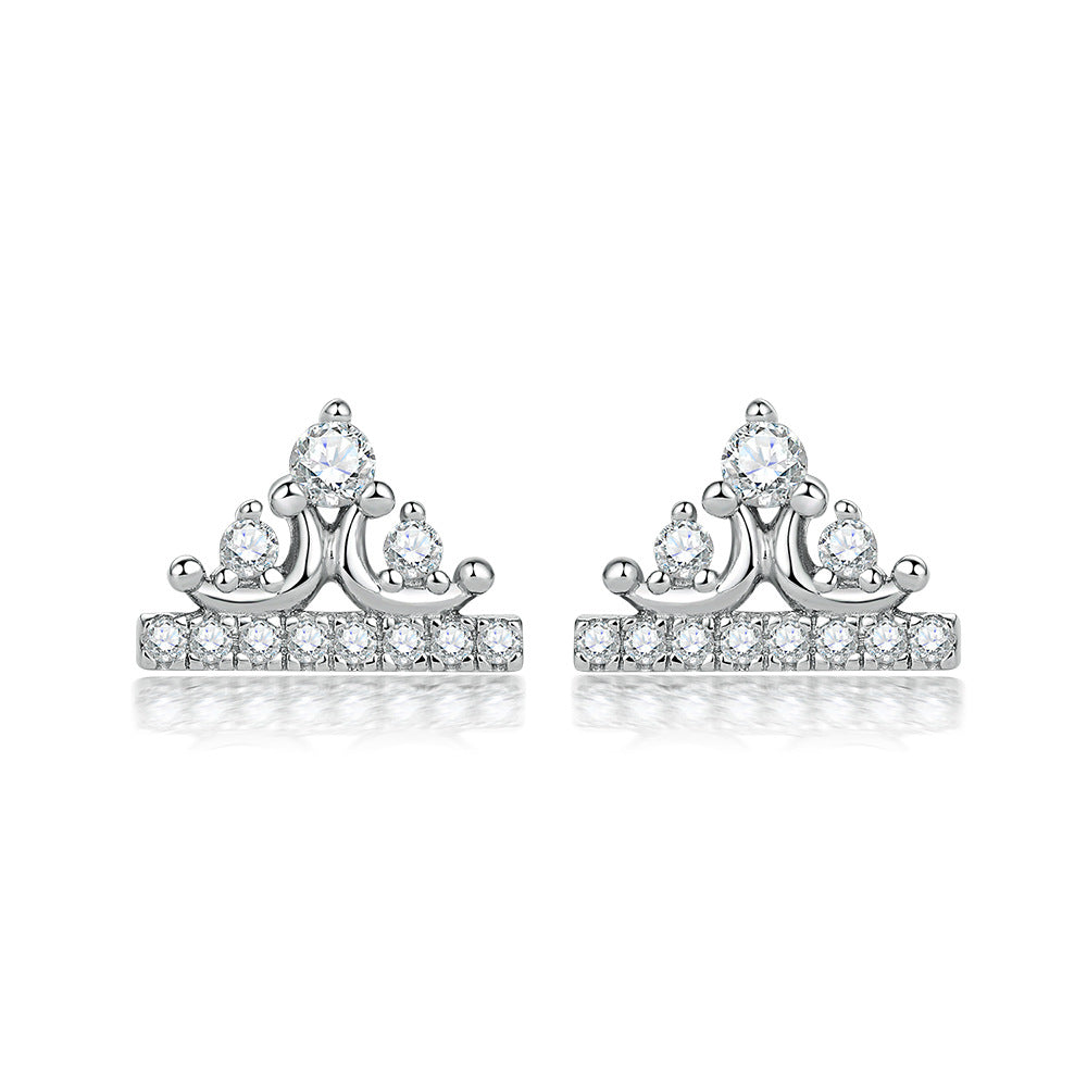 925 Silver Bow Crown Heart Studs