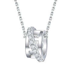 925 Silver Triple Ring Earrings Circle Necklace