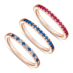 925 Silver Half Pavé Blue CZ Band