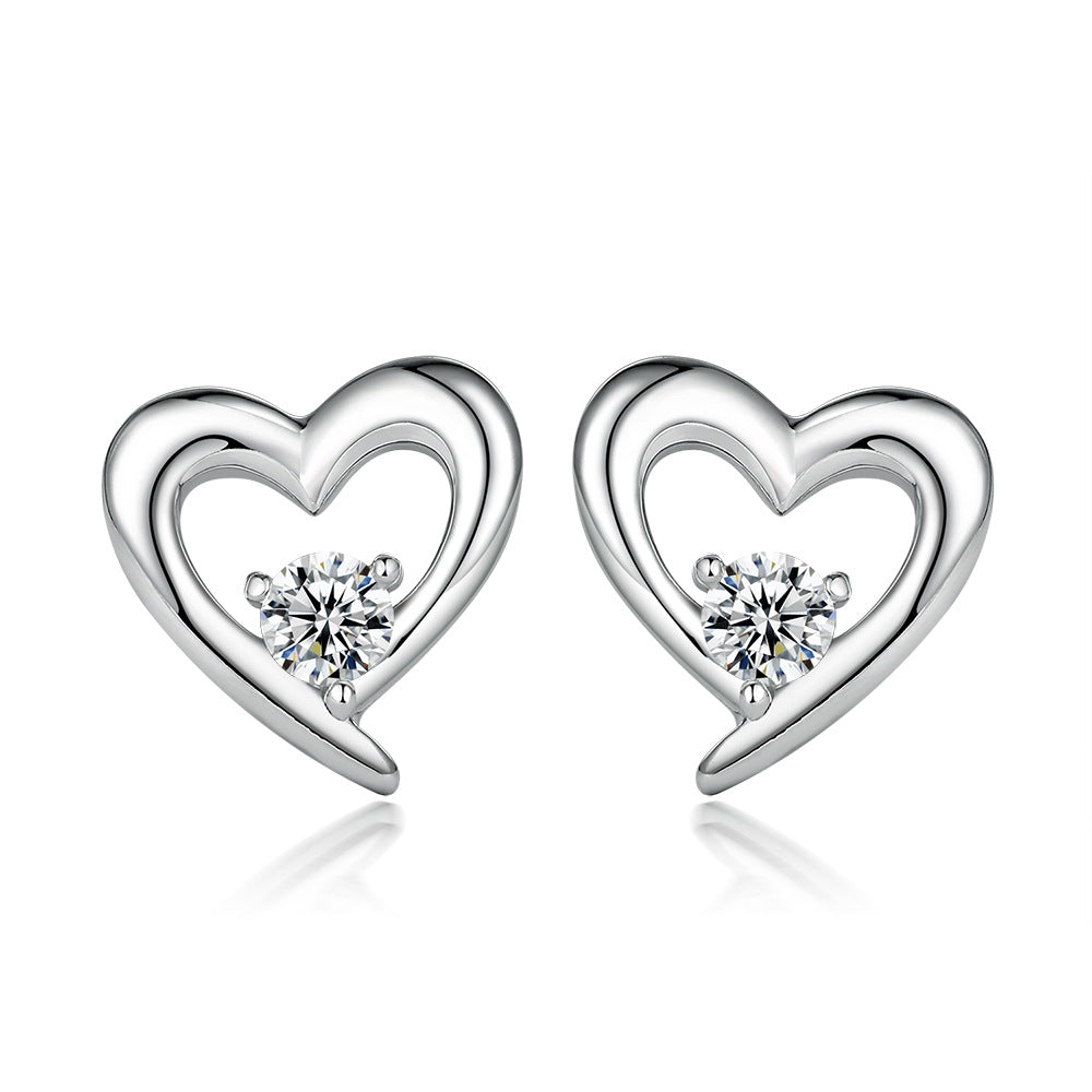 925 Silver Geometric Heart Studs