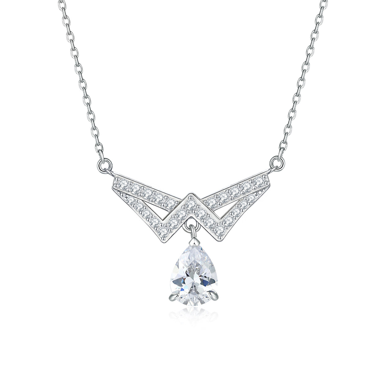 S925 Silver 1.25ct Zircon Teardrop Tassel Necklace
