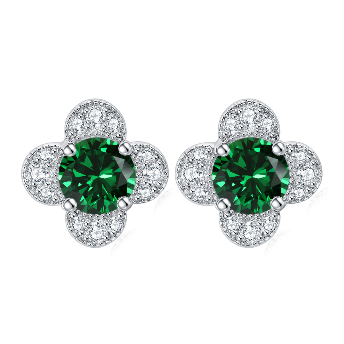925 Silver Clover Floral Earrings