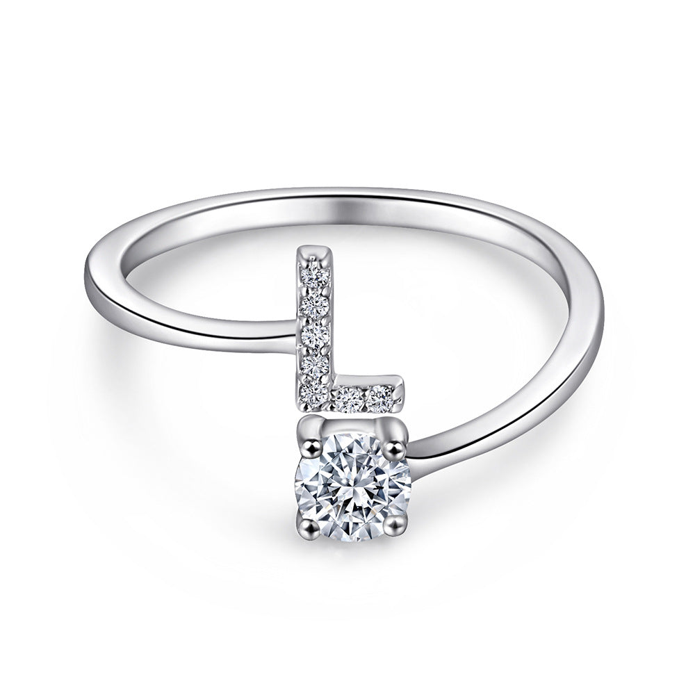 925 Silver Adjustable Letter Ring