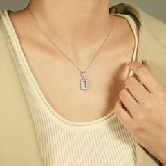 S925 Silver Square Zircon Pendant Necklace