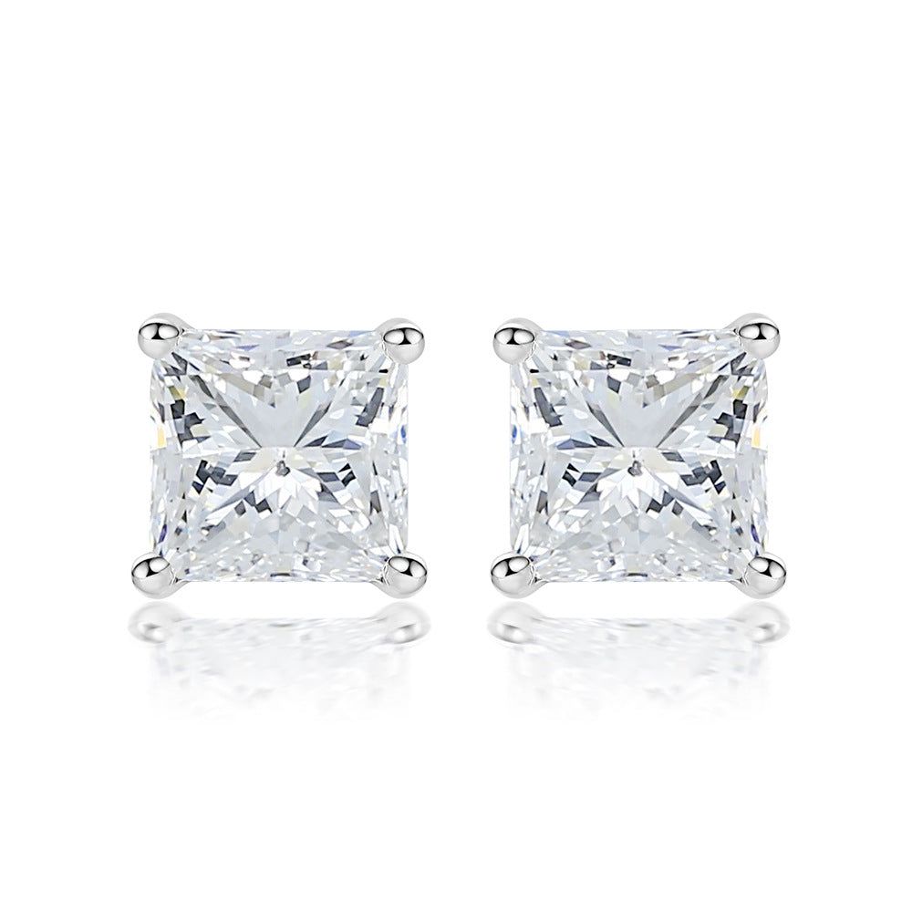 925 Silver Solitaire Square Studs