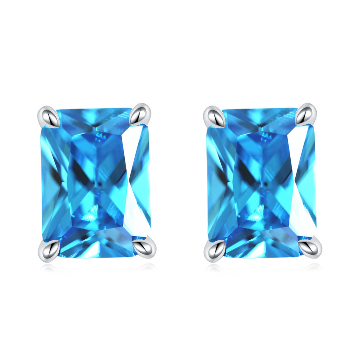 925 Silver Rectangle Birthstone Earrings