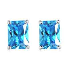 925 Silver Rectangle Birthstone Earrings