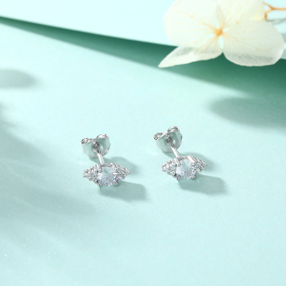 S925 Square Prong Earrings - CZ Diamond Studs