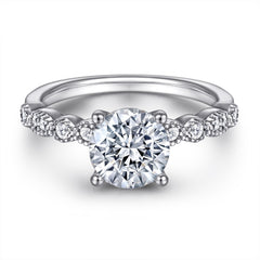 925 Silver Pattern Row Ring Diamond Zircon Necklace Prong Earrings