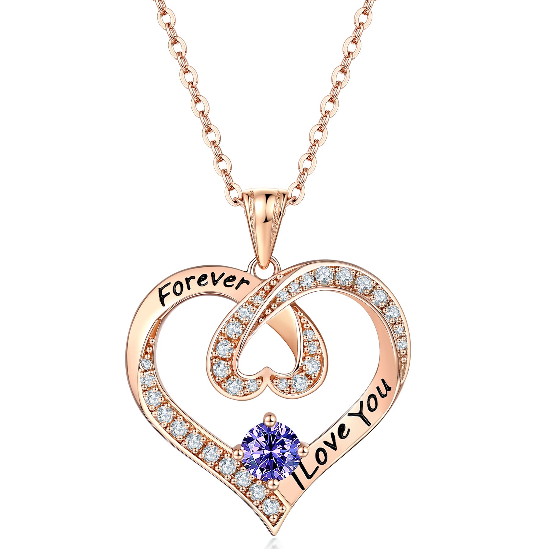 S925 Silver Letter Sapphire Heart Necklace