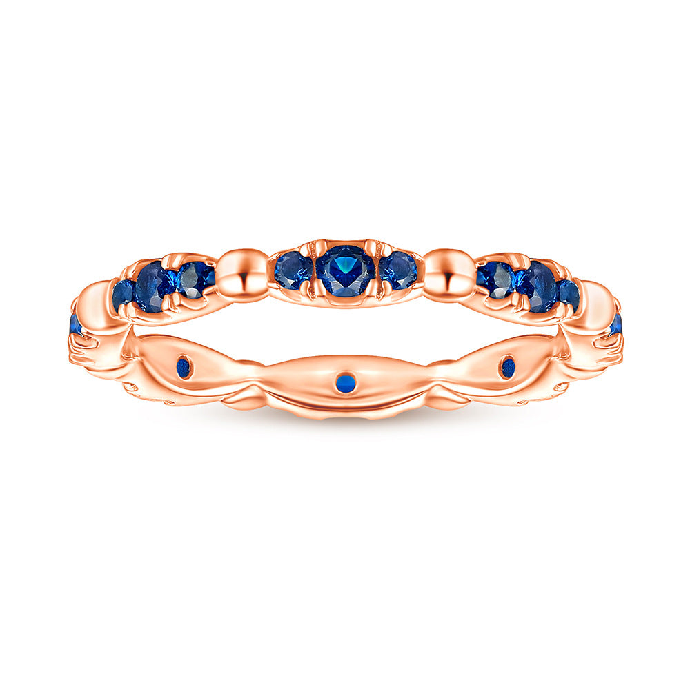 925 Silver Blue CZ Pavé Band Ring