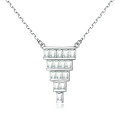 S925 Silver Fan Cut Zircon Pendant Necklace