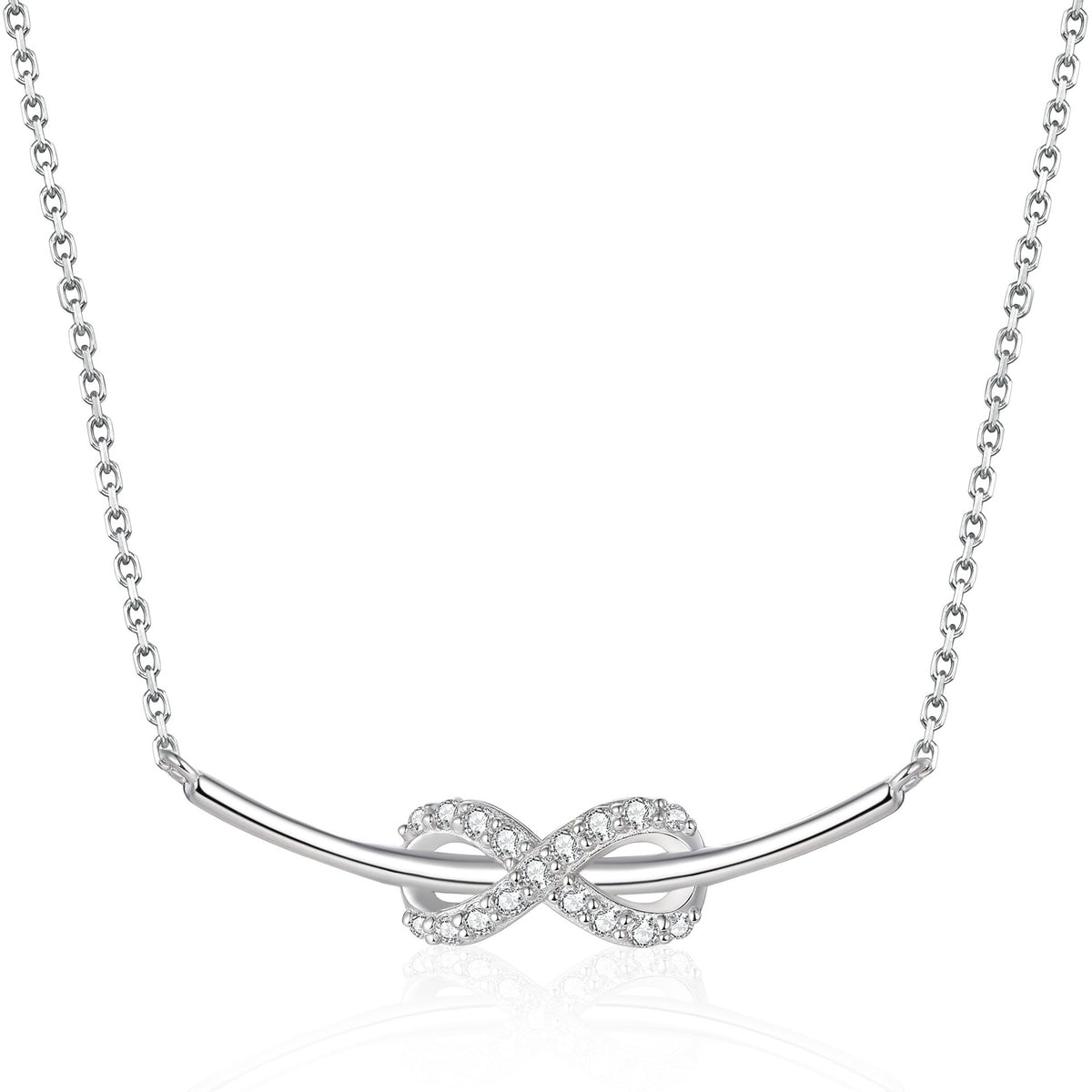 S925 Silver Infinity Bow Choker Necklace