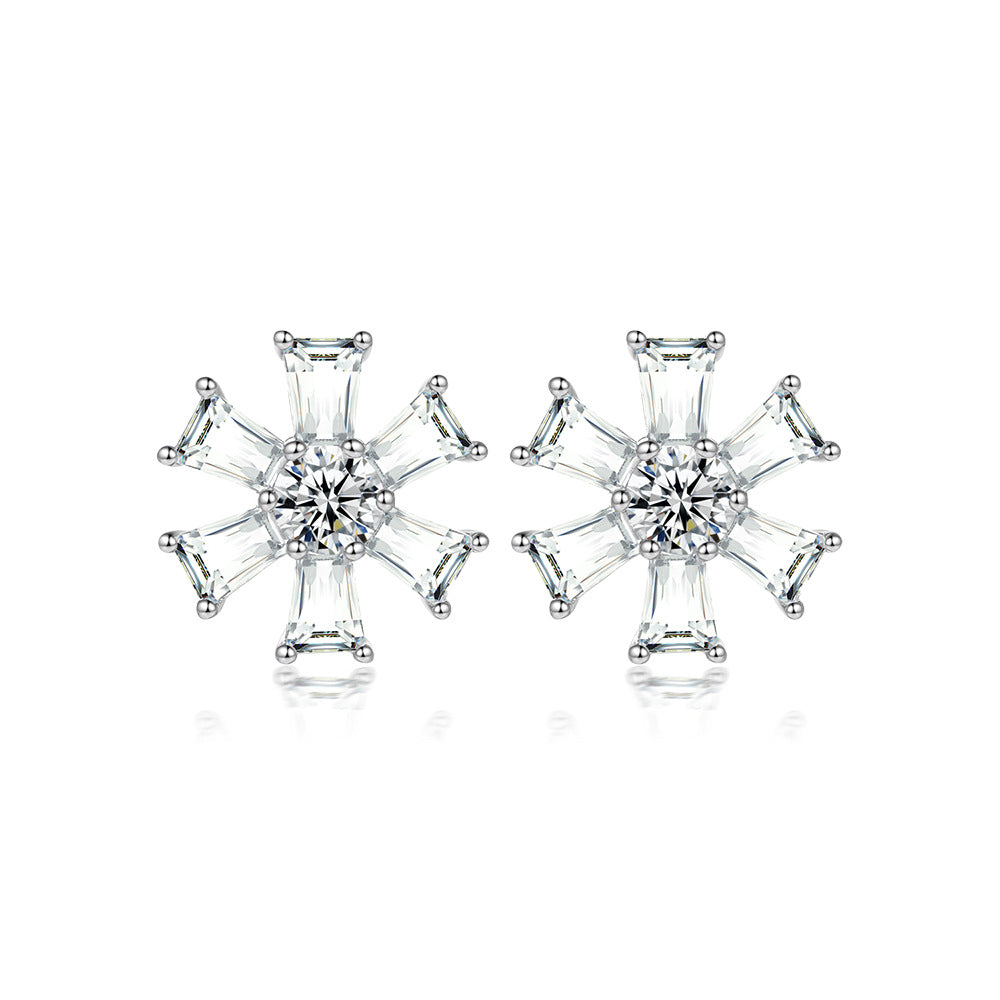 S925 Silver Daisy Star Earrings