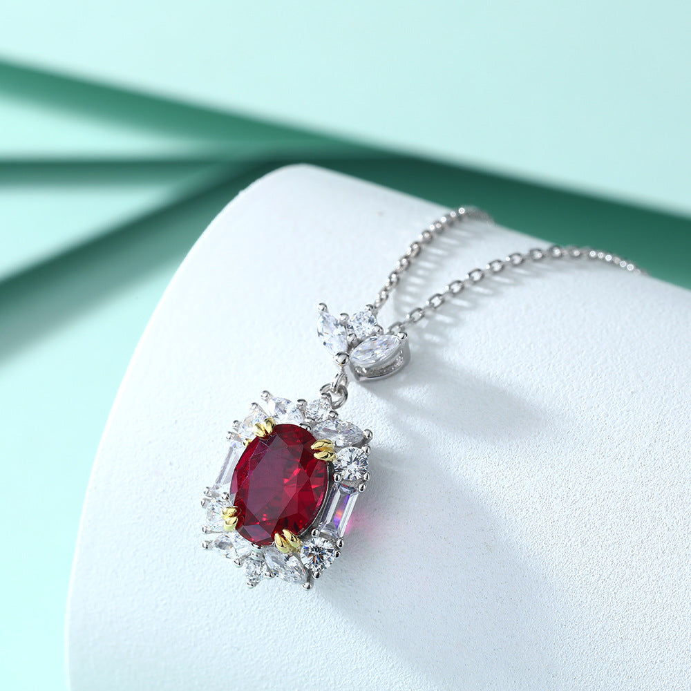 S925 Silver Ruby Garnet Pendant Necklace