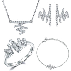 925 Silver Ring Necklace Earrings Bracelet