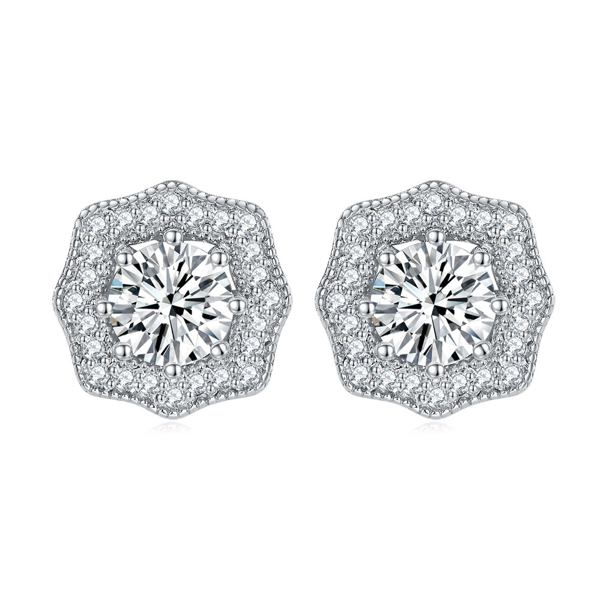 925 Silver Star Flower Studs