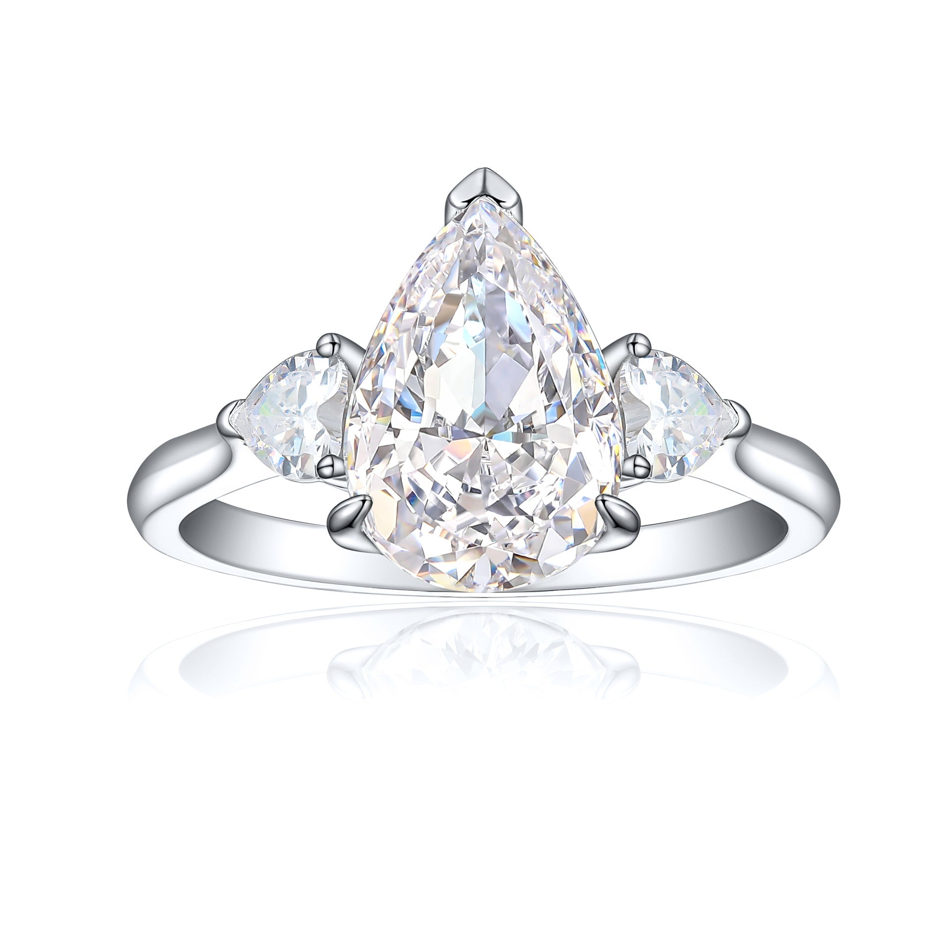 925 Silver 4ct Teardrop Flame Ice Ring