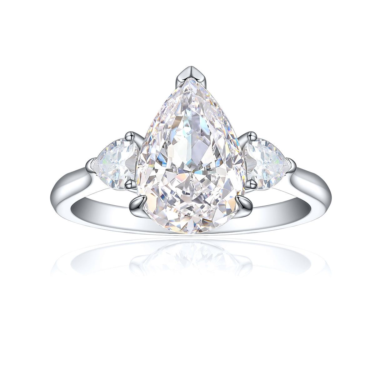 925 Silver 4ct Teardrop Flame Ice Ring